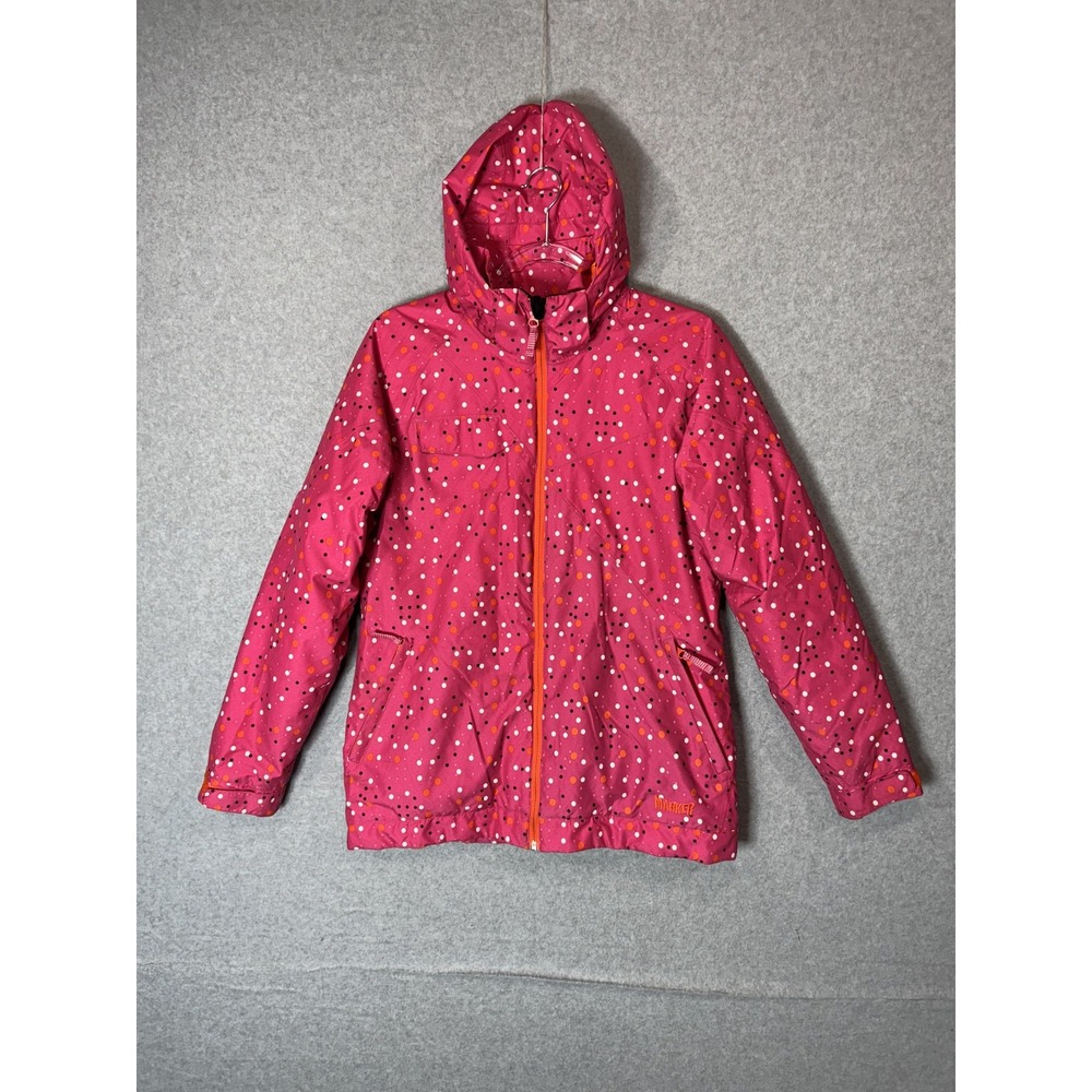 Marker Jacket Youth Girls 14 Pink Dotted Hooded‎ Full Zip Ski Snow Winter Coat